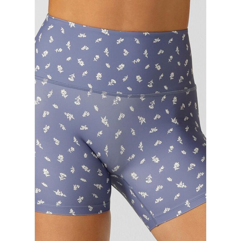 Lorna Jane Blue Fleur Hi Fold No Ride 12cm Bike Shorts image number 2